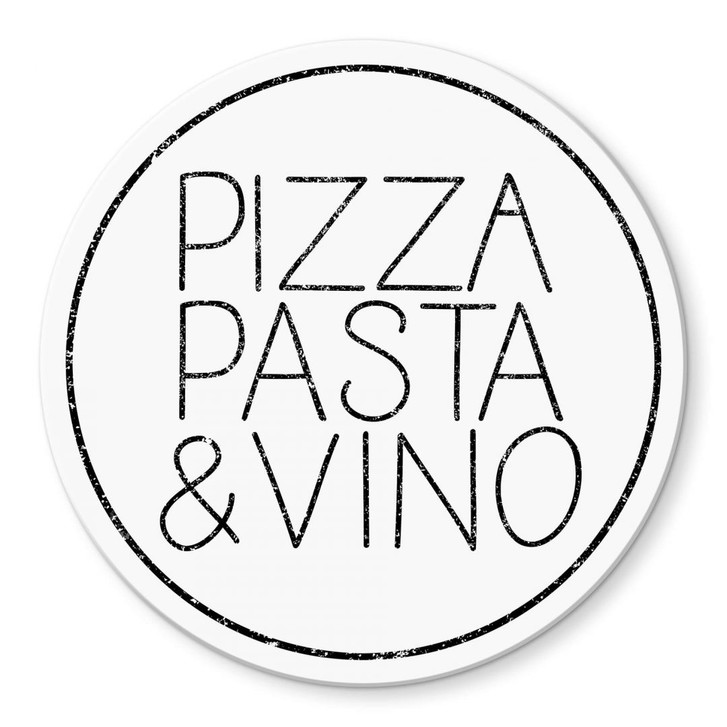 Glasbild Pizza Pasta & Vino weiss - Rund - WA306227