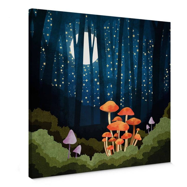 Leinwandbild Wald und Sterne in der Nacht - SpaceFrog Designs - Quadratisch - WA405291
