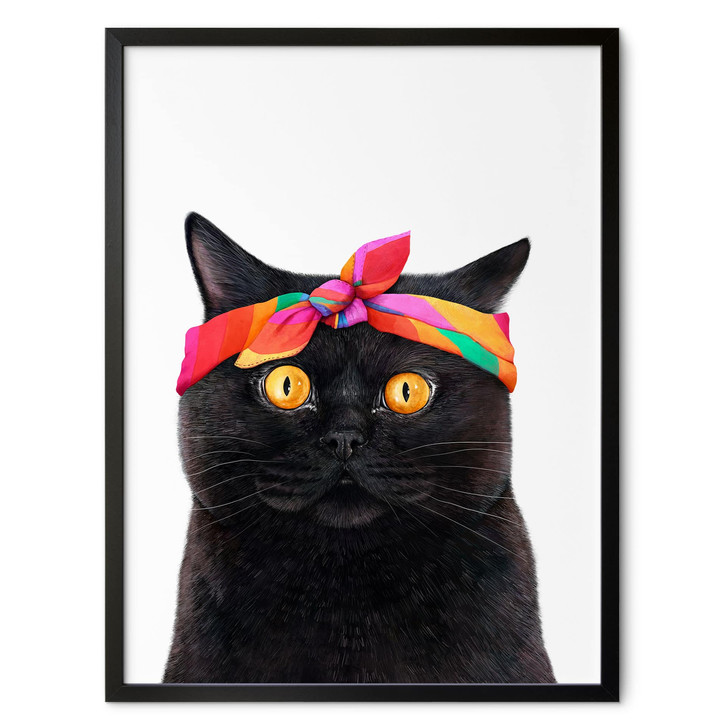 Poster Schwarze Katze mit Bandana - Korenkova - WA517467