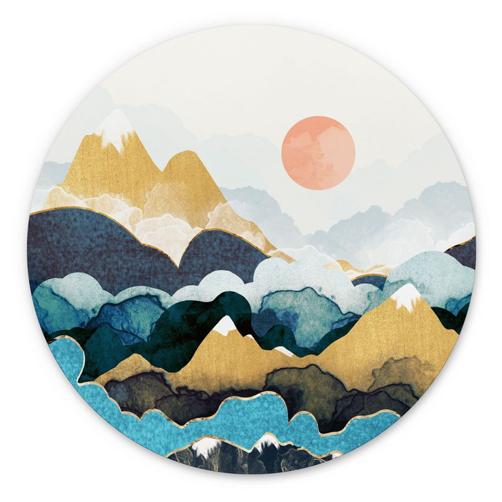 Wandbild Berggipfel über den Wolken - SpaceFrog Designs - Rund - Alu-Dibond - WA422723