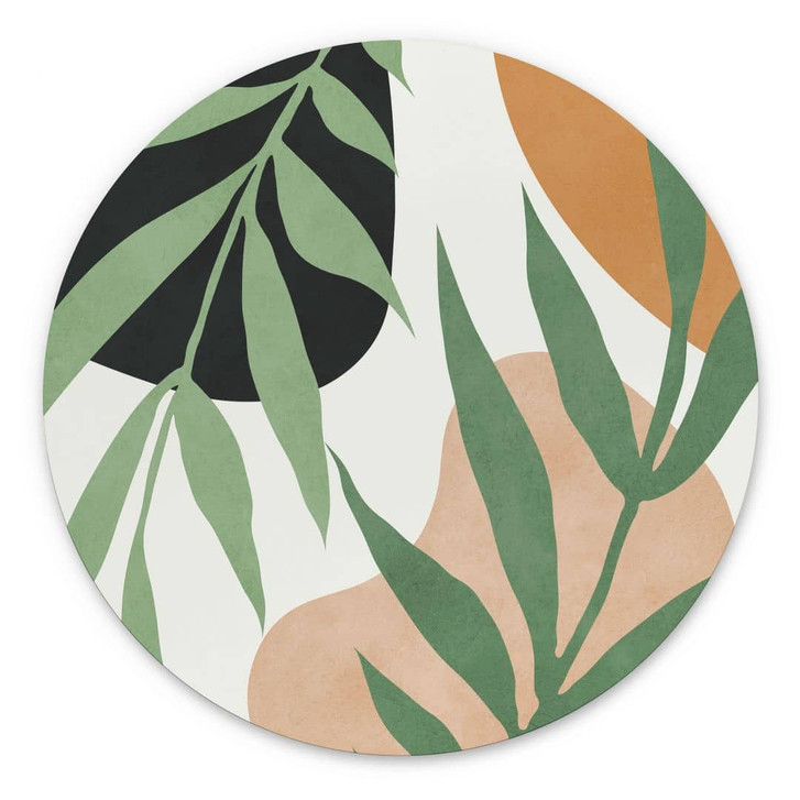 Wandbild Grüne Zweige im Dschungel - Costa - Alu-Dibond Rund - WA458456