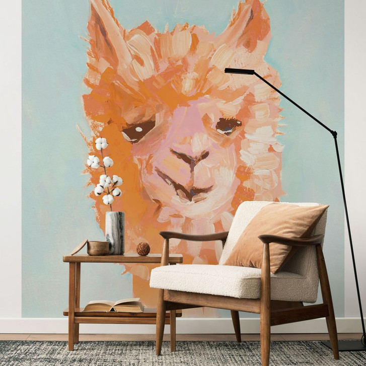 Fototapete mit Tiermotiv - Oranges Alpaca - Zwara - WA423876