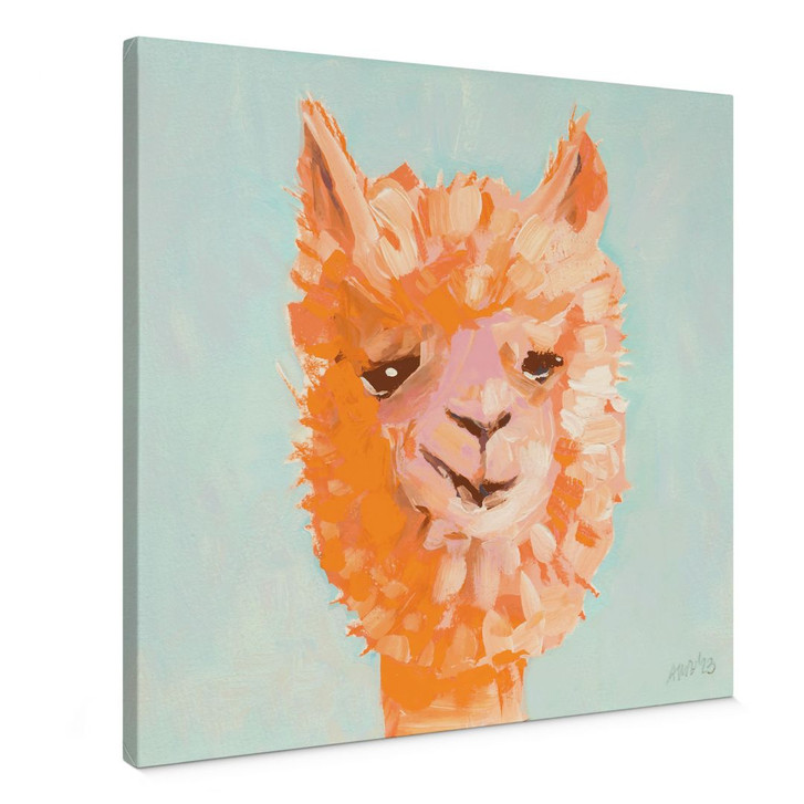 Leinwandbild Oranges Alpaca - Zwara - Quadratisch - WA426298