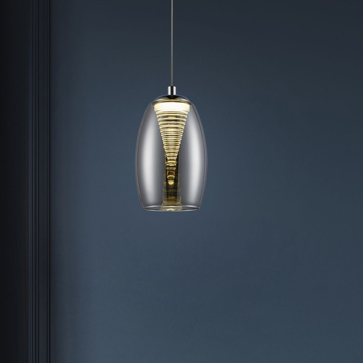 Pendelleuchte Linn, grau, 128 x 11.5 cm, Glas Pendellampe - WA438790