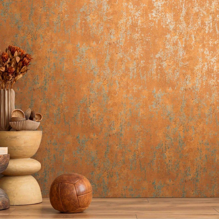 Vliestapete in Rostoptik Kupfer Blau – Used-Look Tapete strukturiert - WA465645