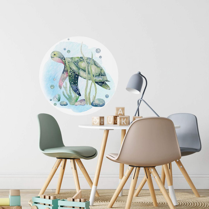 Wandtattoo Kvilis - Schildkröte tief unten im Meer - Rund - WA312662