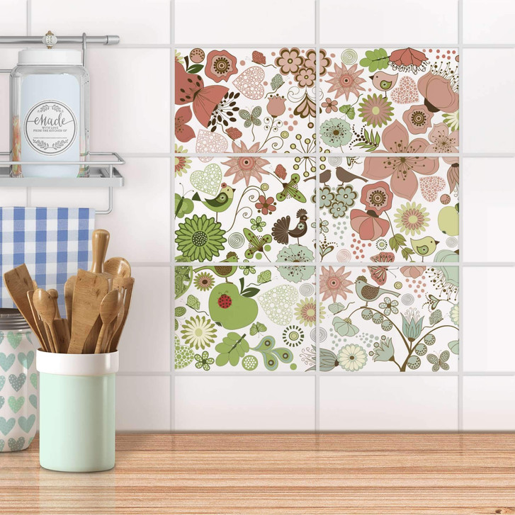 Fliesenfolie quer - Flower Pattern - CR104435