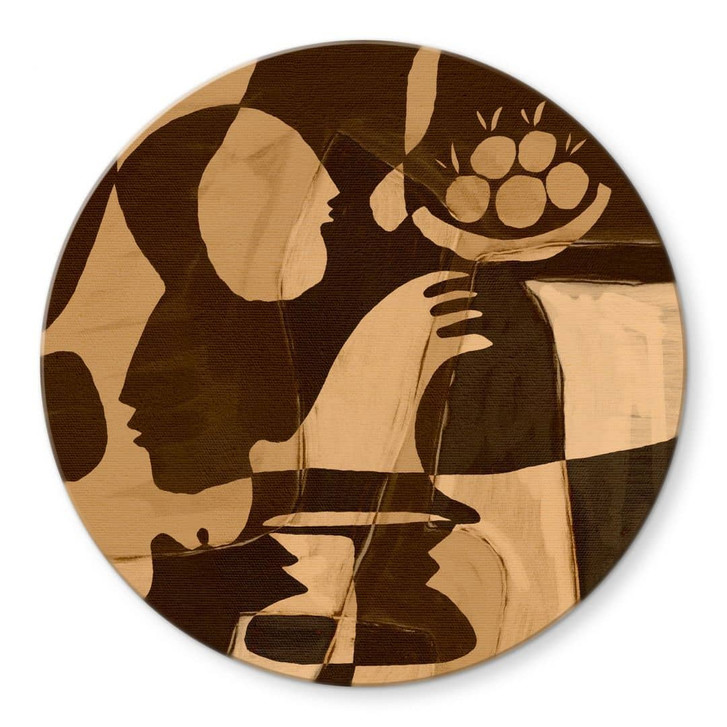 Glasbild Abstrakte Komposition in warmen Erdtönen - Al Dafai - Rund - WA437021