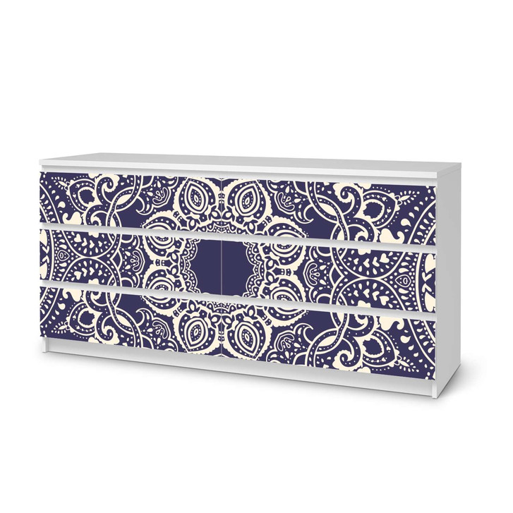 Möbelfolie IKEA Malm Kommode 6 Schubladen (breit) - Blue Mandala - CR116534