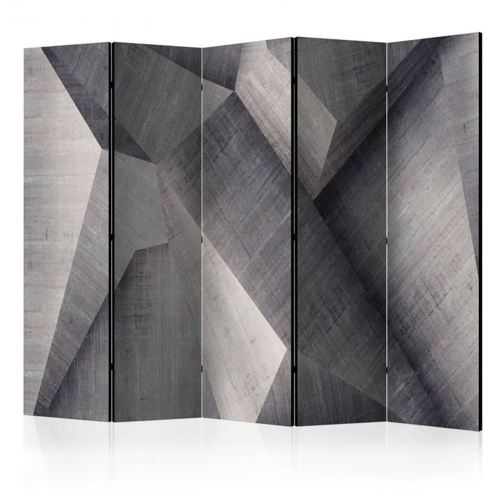 Paravent, Raumteiler freistehend, Trennwand - Abstrakte Betonblöcke, 5-teilig - 225 x 172 cm - WA453293