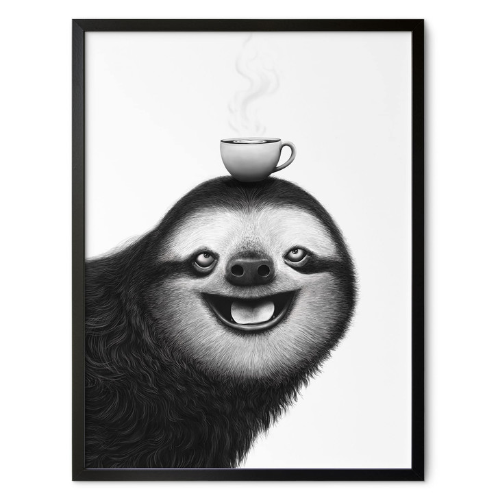 Poster Fröhliches Faultier mit Kaffee - Korenkova - WA514533