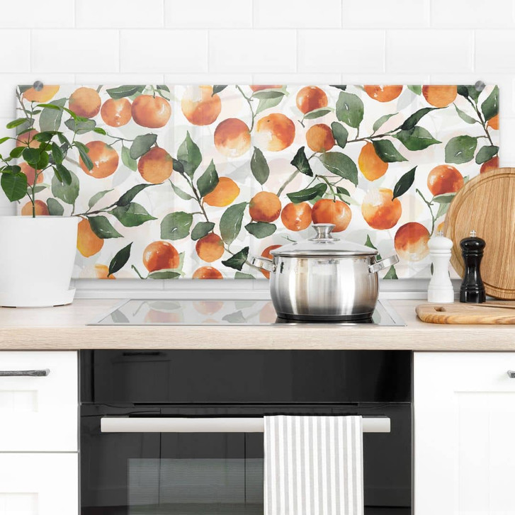 Spritzschutz Fruchtige Mandarinen - UN Designs - Panorama - WA410622