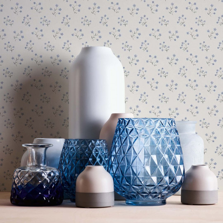 Blümchentapete weiss blau - Vliestapete Landhaus A.S. Création - matt und leicht strukturiert - WA396327