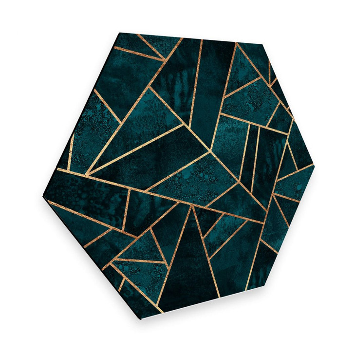 Hexagon - Alu-Dibond Fredriksson - Blau-grüner Edelstein - WA291205