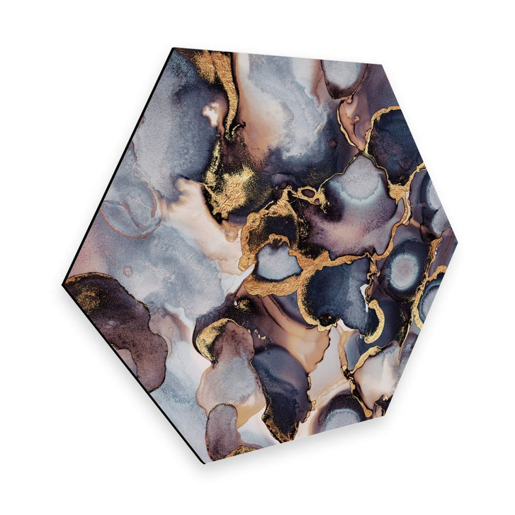 Hexagon - Alu-Dibond - Fredriksson - Tinte: Rosé und Gold - WA262624