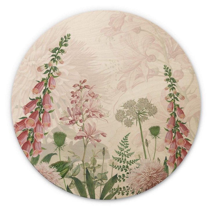 Holzbild Sir Edward - Rosa Fingerhut - Rund - WA355534