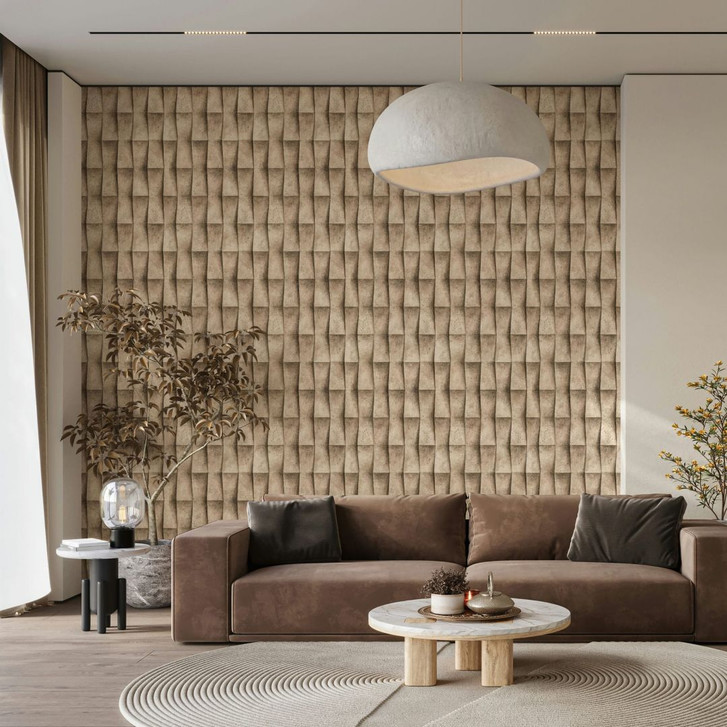 Vliestapete in beige Putzoptik Illusion 3D-Optik Streifen Modern Industrial-Look - WA451137