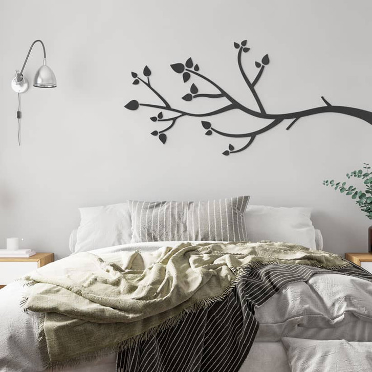 Wanddeko Ast mit Blättern | Schwarze Natur-Deko - MDF - WA437223