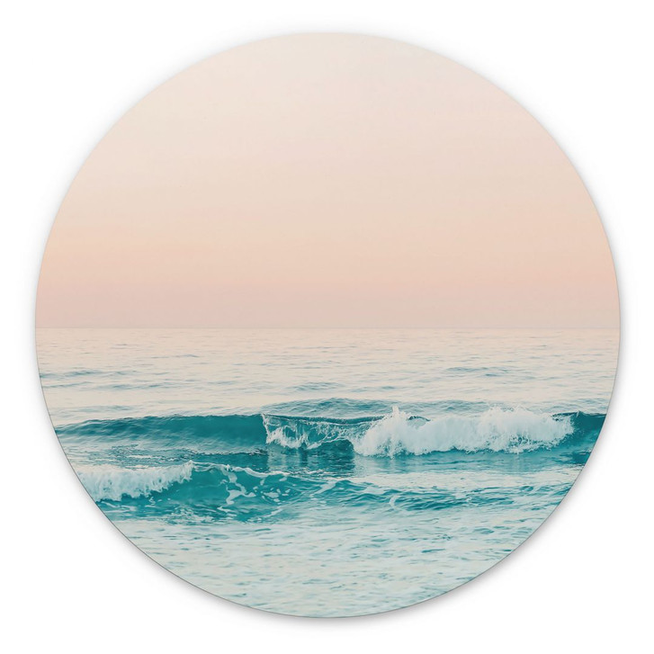 Alu-Dibond Blaues Meer trifft auf rosa Himmel in Griechenland - Sisi & Seb - Rund - WA422932
