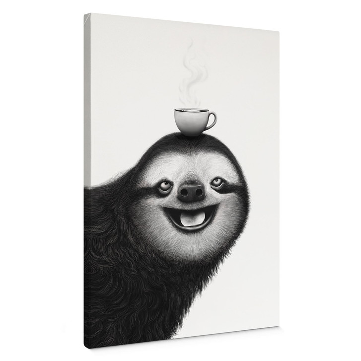 Leinwandbild Fröhliches Faultier mit Kaffee - Korenkova - WA518979