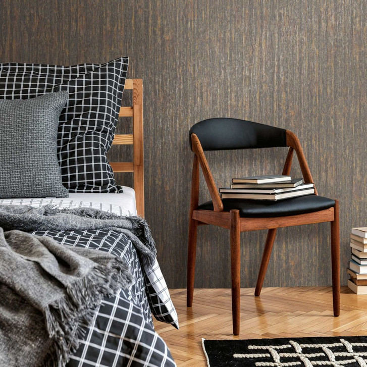 Rustikale Struktur-Tapete Schwarz Goldbraun - Vlies für markante Wände - WA397018