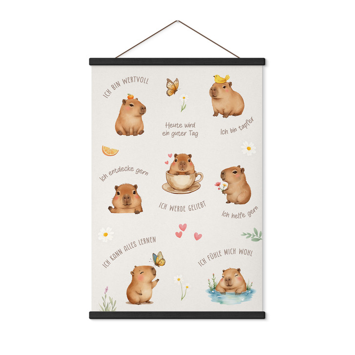 Stoffbild - Affirmationen Capybara, Bestärkungssprüche fürs Kinderzimmer - WA513152