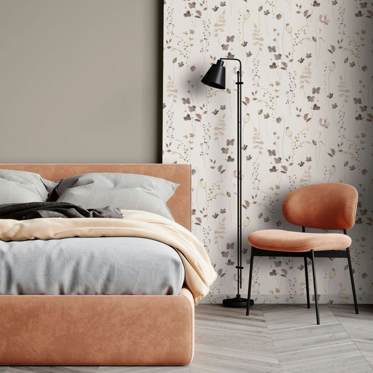 Vliestapete Blätter, Äste Floral Natur matt in Beige - WA497748
