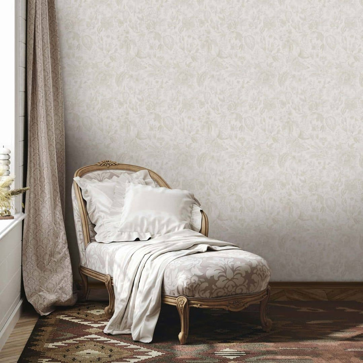 Vliestapete Blumen, Blätter Floral Natur matt in Weiss - WA473001