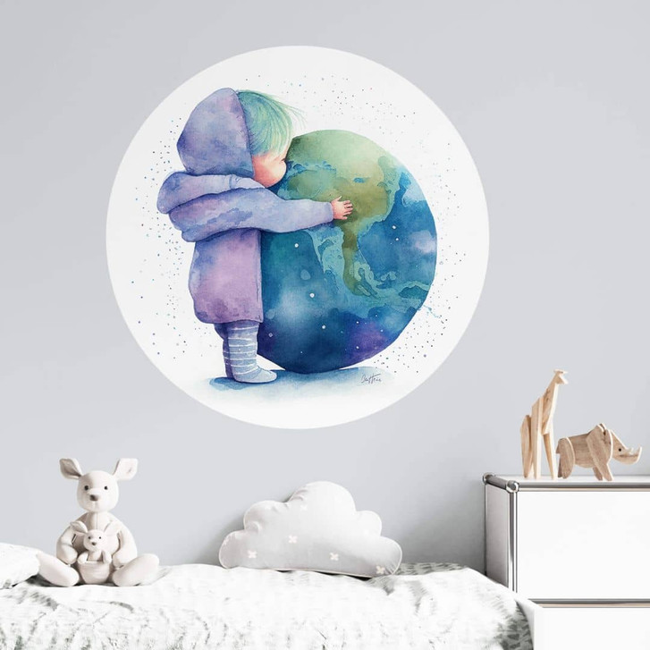 Wandtattoo Heine - Kind umarmt Erde - Astro Cruise - Rund - WA412899