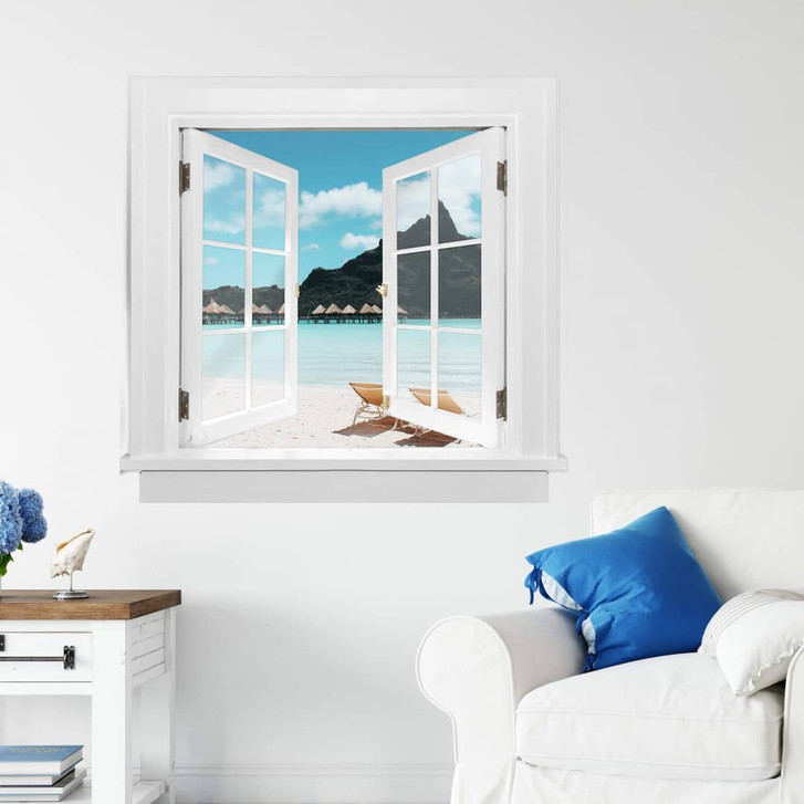 3D Wandtattoo Fenster quadratisch - Auf den Malediven - WA229637