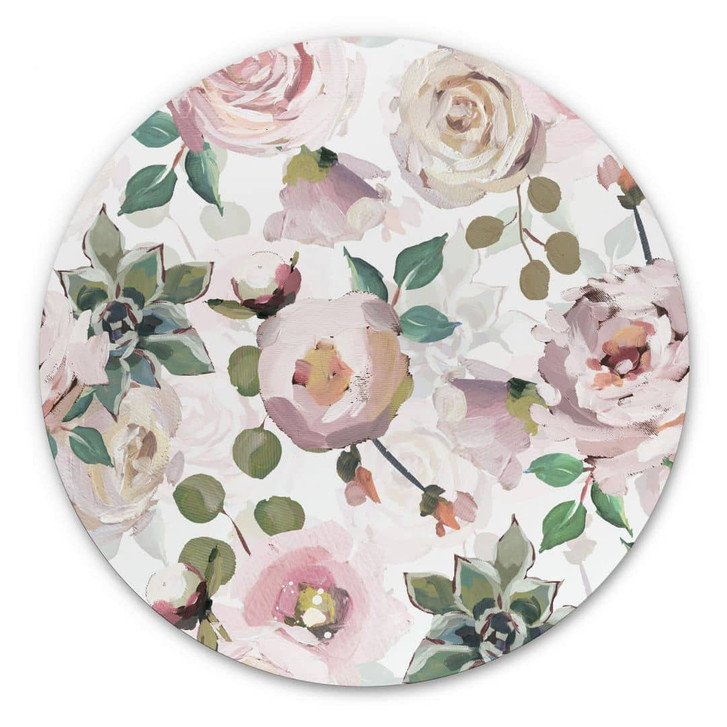 Alu-Dibond UN Designs - Blumen im Gemälde Stil - Rund - WA320001