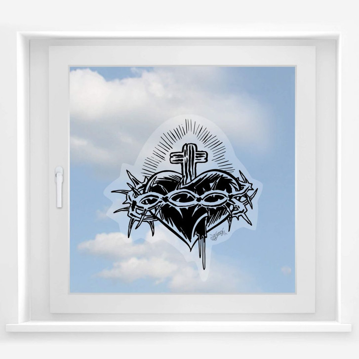 Fensterbild Miami Ink Herz mit Kreuz - WA117509