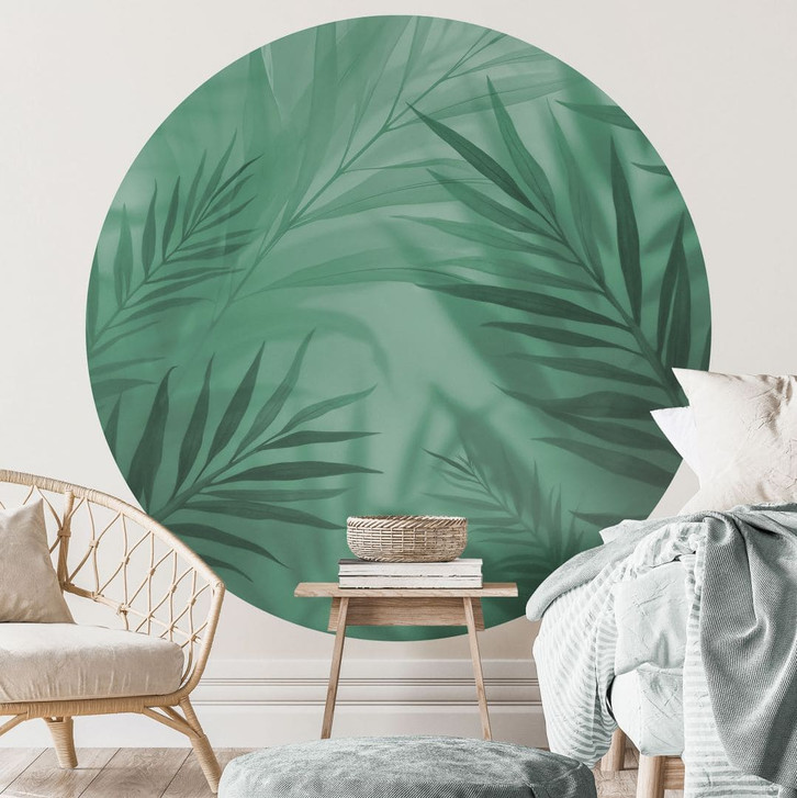Fototapete Grüne Palmenblätter - Rund - Selbstklebend/Vlies - WA471137