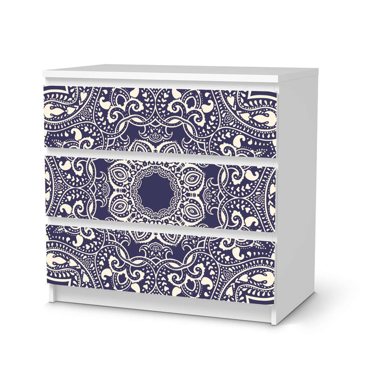 Klebefolie IKEA Malm Kommode 3 Schubladen - Blue Mandala - CR109745