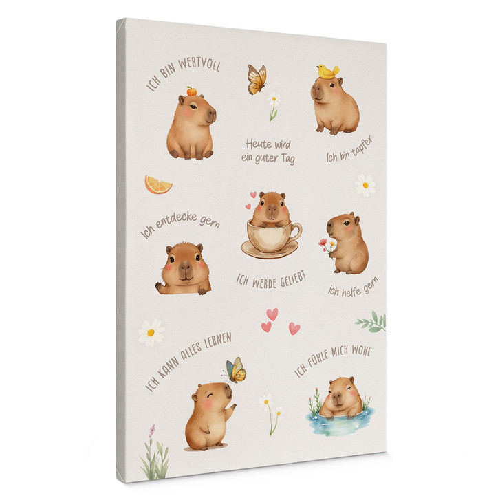 Leinwandbild mit Capybara - Affirmationen für Kinder - WA516335