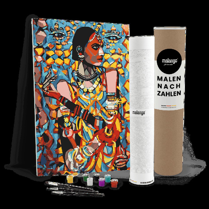 Malen nach Zahlen Leinwandbild - Frau traditionell Modern Art - WA447040