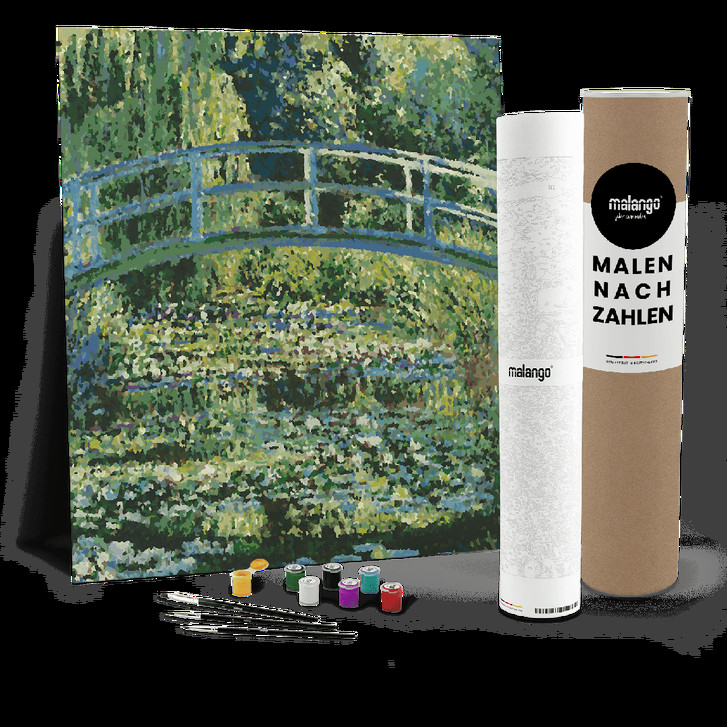 Malen nach Zahlen Leinwandbild - Monet - Der Seerosenteich mit der japanischen Brücke - WA447904