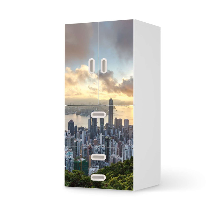 Möbelfolie IKEA Stuva / Fritids - 3 Schubladen und 2 kleinen Türen - Hong Kong - CR117589