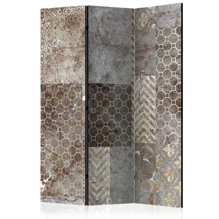 Paravent, Raumteiler freistehend, Trennwand - Geometrische Texturen, 3-teilig - 135 x 172 cm - WA455421