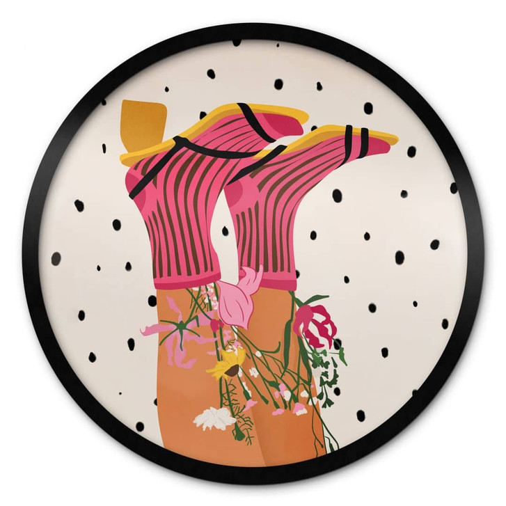 Poster Sockenliebe trifft Flower Power - Mokate - Rund - WA460161