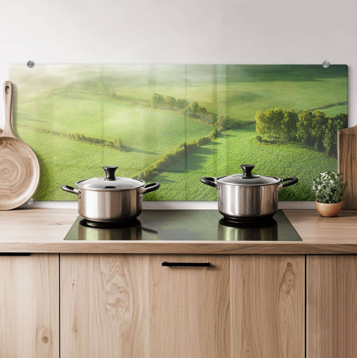 Spritzschutz Idyllische Felder im Nebel - Keller - Panorama - WA433539