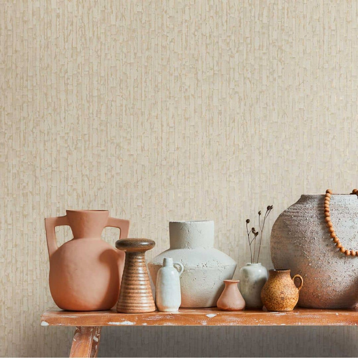 Strukturtapete vertikal Creme Beige – Vliestapete mit 3D-Effekt - WA465670