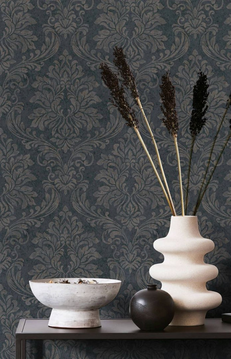 Vliestapete Schwarz Braun Ornamental für Wohnzimmer Schlafzimmer Büro marburg Tapete - WA508112