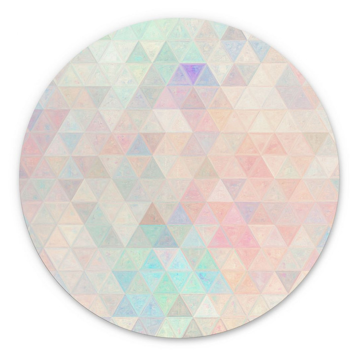Wandbild Bunte Mosaik-Dreiecke - Jaszke - Alu-Dibond - Rund - WA422199