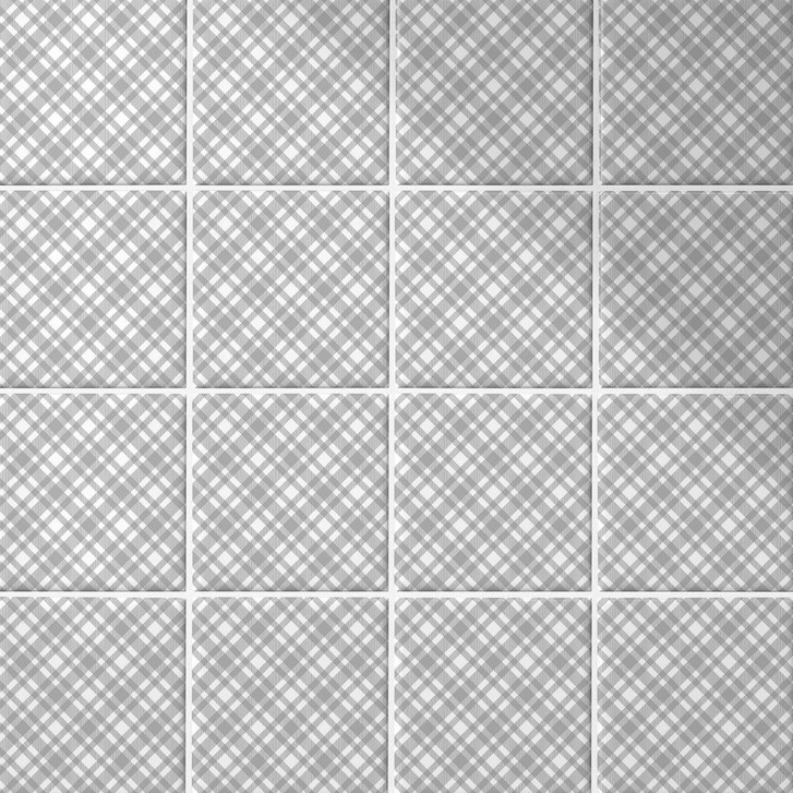 Fliesenaufkleber Kariertes Muster in Grau-weiss - 12er Set - WA459230