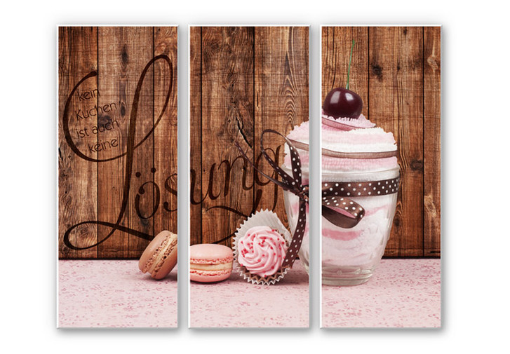 Hartschaumbild Kein Kuchen ist auch keine Lösung (3-teilig) - WA130183