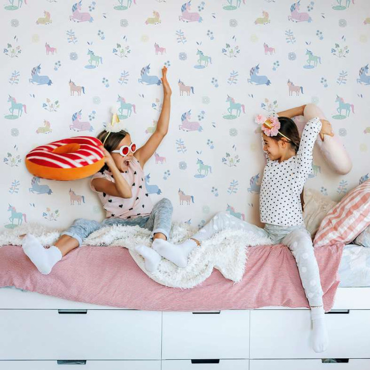 Kindertapete, Vliestapete mit Illustration Kids Walls weiss, bunt - WA450912