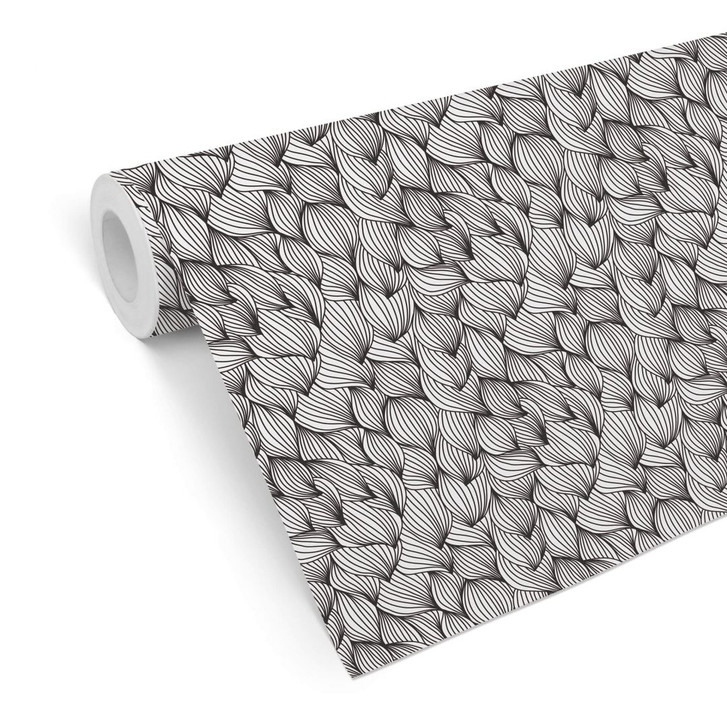 Mustertapete - Grafische Wellen - schwarzweiss - WA236480