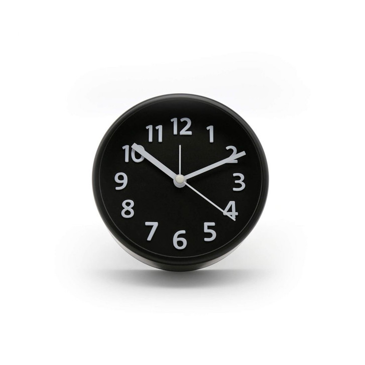 Schwarzer Wecker mit 3D Ziffern - Rund Ø11cm - WA339715