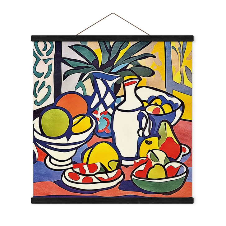Stoffbild Milch und Obst - Inspiriert von Matisse - Zamart - Quadratisch - WA411966